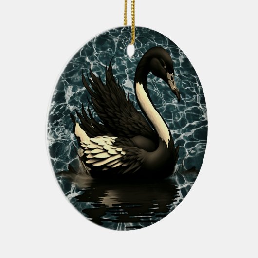 Elegantie onthuld: Black Swan artistiek Keramisch Ornament (Rechts)