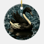 Elegantie onthuld: Black Swan artistiek Keramisch Ornament (Achterkant)