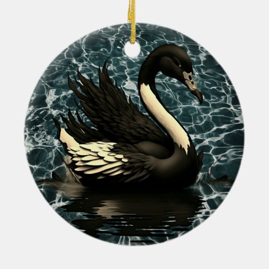 Elegantie onthuld: Black Swan artistiek Keramisch Ornament (Achterkant)