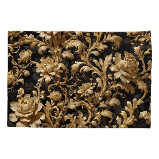 Elegantie onthuld: Zwart en Goud Vlaamse Barok Kussensloop (Achterkant)