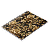 Elegantie onthuld: zwart en gouden bloemen notitieboek (Linkerzijde)