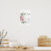 Elegantie Onthulde Waterverf Bloemen Trouwplaats Poster (Keuken)