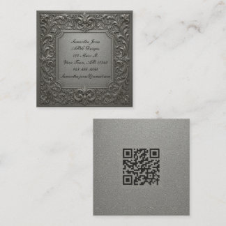 Elegantie op een budget Silver QR Code Visitekaart Vierkante Visitekaartje
