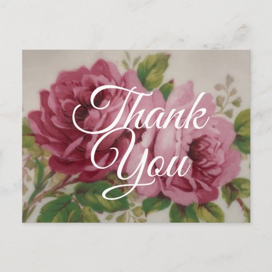 Elegantie Oudroze Dankkaart Briefkaart (Voorkant)