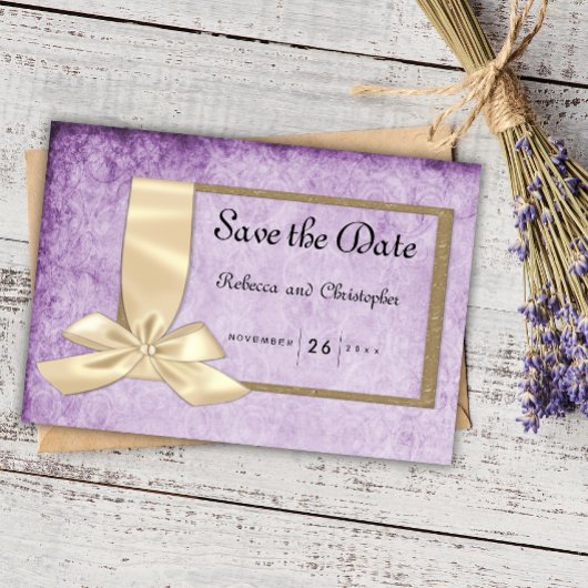  Elegantie: Paarse Perkament Sla de Datum op Save The Date