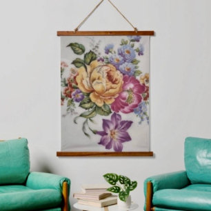 Elegantie: Porselein-geïnspireerde houten tapijt Hangend Wandkleed