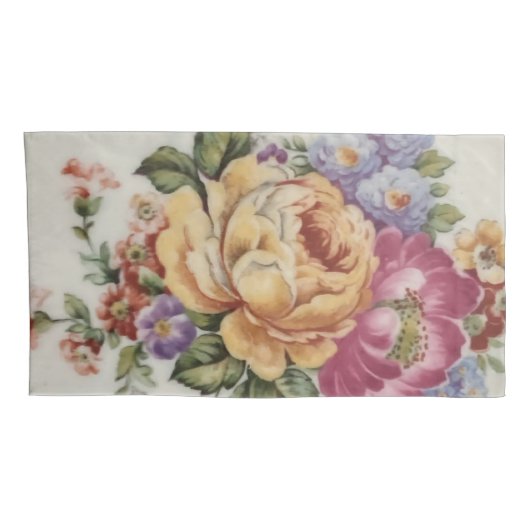 Elegantie: Porseleinen-geïnspireerde bloemkussen H Kussensloop (Achterkant-Rechts)