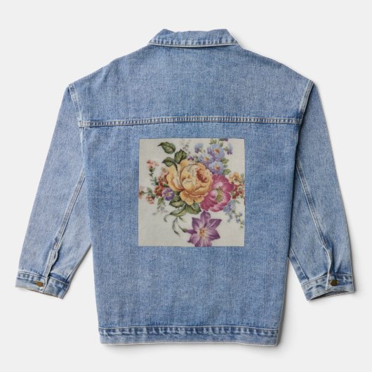 Elegantie: Porseleinen geïnspireerde Jean-jas Denim Jacket (Achterkant)