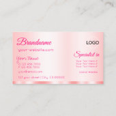 Elegantie Roos Roze Glamoureus met Logo Modern Visitekaartje (Achterkant)