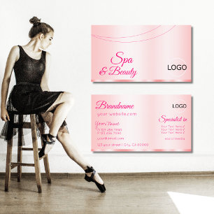 Elegantie Roos Roze Glamoureus met Logo Modern Visitekaartje