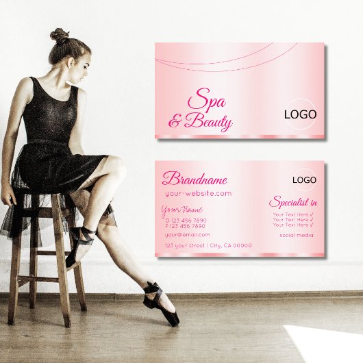 Elegantie Roos Roze Glamoureus met Logo Modern Visitekaartje