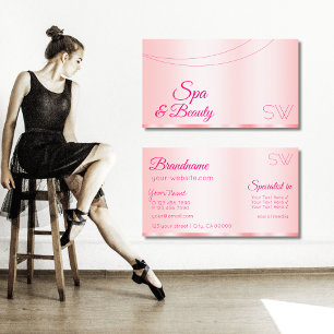 Elegantie Roos Roze Glamoureus met Monogram Modern Visitekaartje