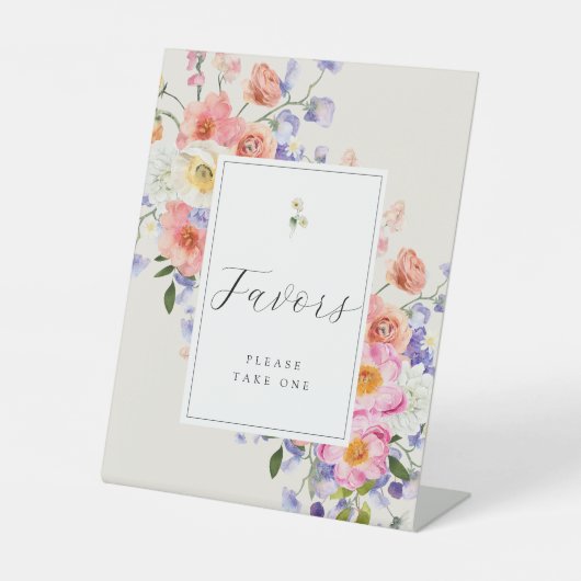 Elegantie Roze Boho Bloemen gunsten teken Reclamebord Met Voetstuk (Voorkant)