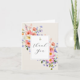 Elegantie Roze Boho Bloemige Dank Je Bedankkaart