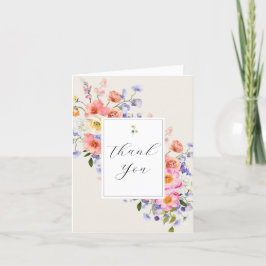 Elegantie Roze Boho Bloemige Dank Je Bedankkaart