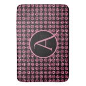  Elegantie Roze Diamanten Edelsteen Patroon Monogr Badmat (Voorkant Verticaal)