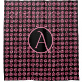  Elegantie Roze Diamanten Edelsteen Patroon Monogr Douchegordijn (Voorkant)