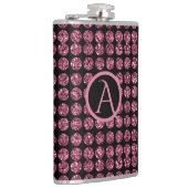  Elegantie Roze Diamanten Edelsteen Patroon Monogr Heupfles (Rechts)