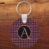  Elegantie Roze Diamanten Edelsteen Patroon Monogr Sleutelhanger (Voorkant)