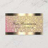 Elegantie Roze Glitter Gouden Rand Foto QR Code Visitekaartje (Voorkant)