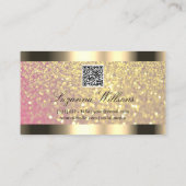 Elegantie Roze Gouden Glitter Gouden Rand QR Code Visitekaartje (Achterkant)