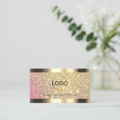 Elegantie Roze Lila Gouden Glitter Logo en QR Code Visitekaartje (Staand voorkant)