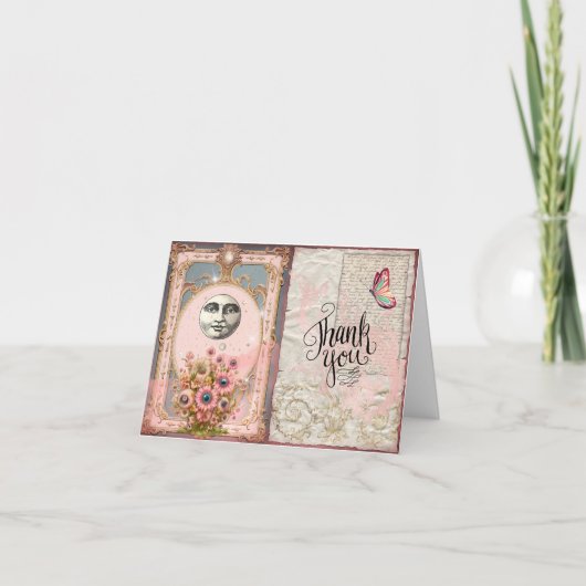  Elegantie: Roze Maan Dank u Kaart (Voorkant)