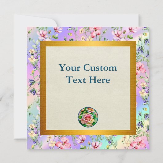 Elegantie Rozen Roze en Geel Waterverf Pastel Notitiekaartje (Achterkant)