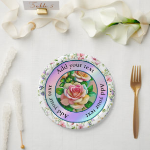 Elegantie Rozen Roze en Geel Waterverf Pastel Papieren Bordje