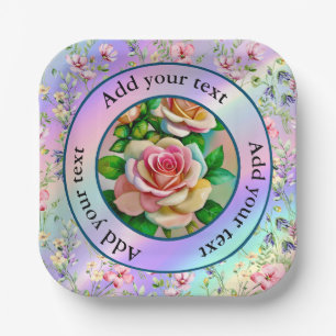 Elegantie Rozen Roze en Geel Waterverf Pastel Papieren Bordje
