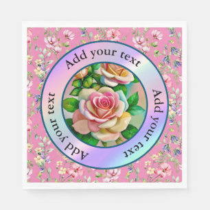 Elegantie Rozen Roze en Geel Waterverf Pastel Servet