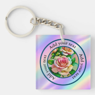 Elegantie Rozen Roze en Geel Waterverf Pastel Sleutelhanger