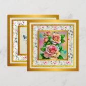 Elegantie Rozen Roze en Gele Waterverf Pastel Kaart (Voorkant / Achterkant)