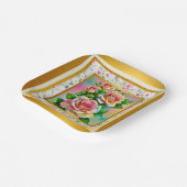 Elegantie Rozen Roze en Gele Waterverf Pastel Papieren Bordje (Gebogen)