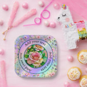 Elegantie Rozen Roze en Gele Waterverf Pastel Papieren Bordje (Feest)