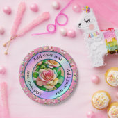 Elegantie Rozen Roze en Gele Waterverf Pastel Papieren Bordje (Feest)