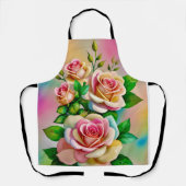 Elegantie Rozen Roze en Gele Waterverf Pastel Schort (Voorkant)