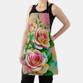 Elegantie Rozen Roze en Gele Waterverf Pastel Schort (Insitu)