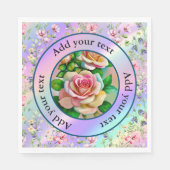 Elegantie Rozen Roze en Gele Waterverf Pastel Servet (Voorkant)