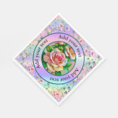 Elegantie Rozen Roze en Gele Waterverf Pastel Servet (Hoek)