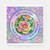 Elegantie Rozen Roze en Gele Waterverf Pastel Servet (Voorkant)