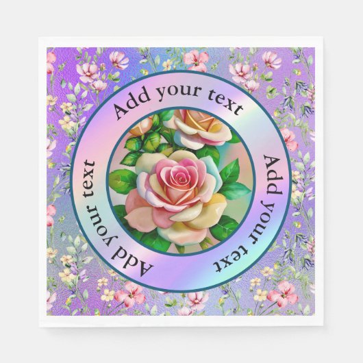 Elegantie Rozen Roze en Gele Waterverf Pastel Servet (Voorkant)