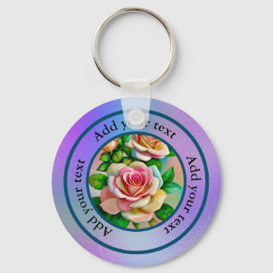 Elegantie Rozen Roze en Gele Waterverf Pastel Sleutelhanger