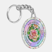 Elegantie Rozen Roze en Gele Waterverf Pastel Sleutelhanger (Voorkant Links)