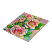 Elegantie Rozen Roze en Gele Waterverf Pastel Tegeltje (Zijkant)