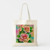 Elegantie Rozen Roze en Gele Waterverf Pastel Tote Bag (Achterkant)