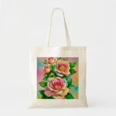 Elegantie Rozen Roze en Gele Waterverf Pastel Tote Bag (Voorkant)