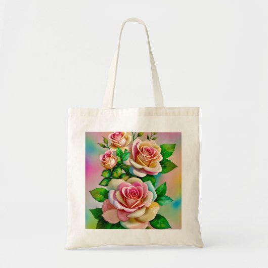 Elegantie Rozen Roze en Gele Waterverf Pastel Tote Bag (Voorkant)