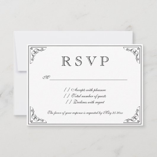 elegantie RSVP bruiloft antwoord kaarten (Voorkant)