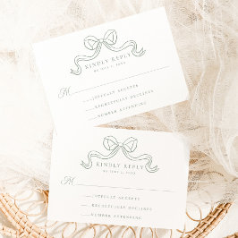  Elegantie Sage Groene Boog Bruiloft RSVP Informatiekaartje